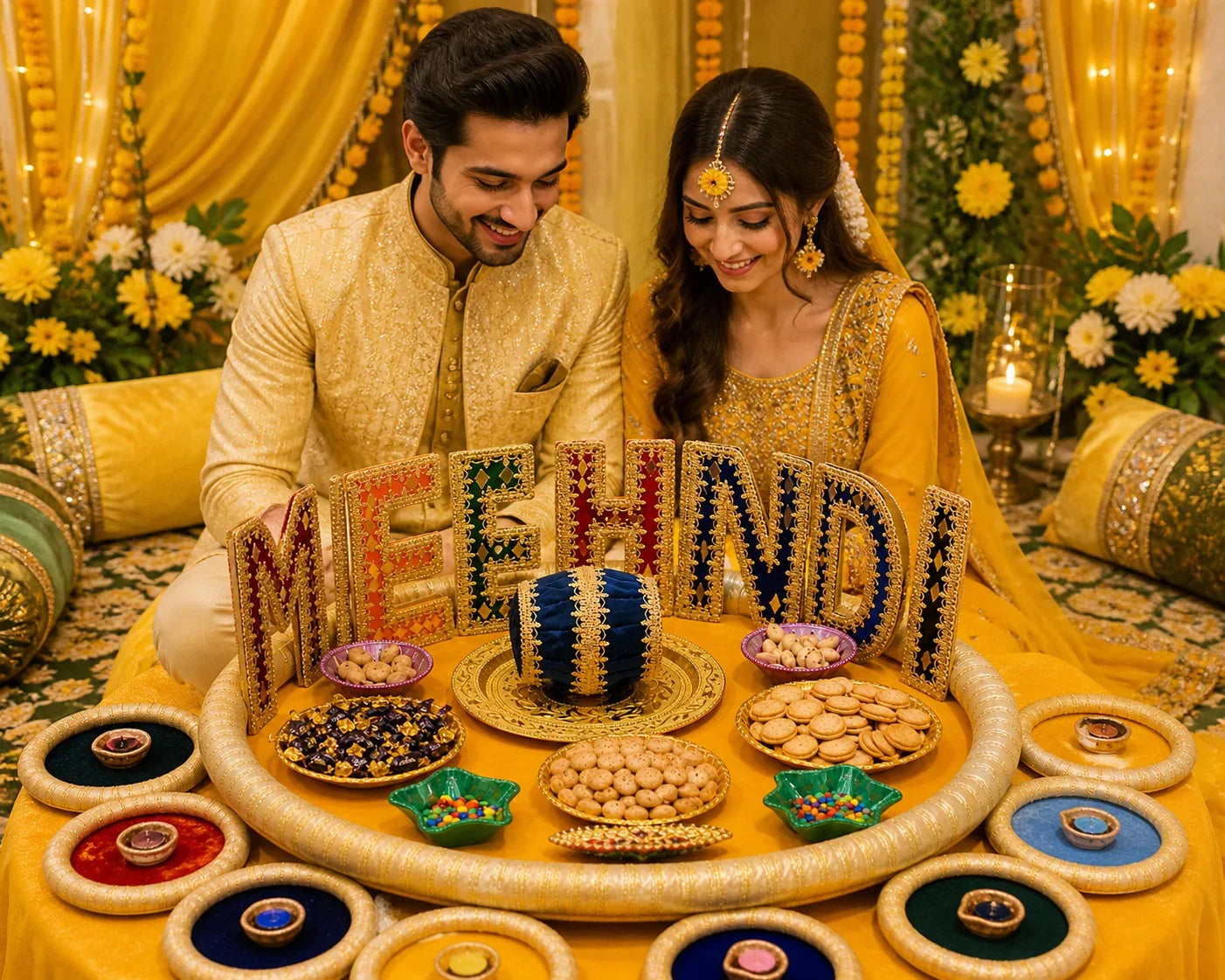 Decorative mehndi plates combo Pakistan - wedding festive mehndi thaali set giftstudio.shop
