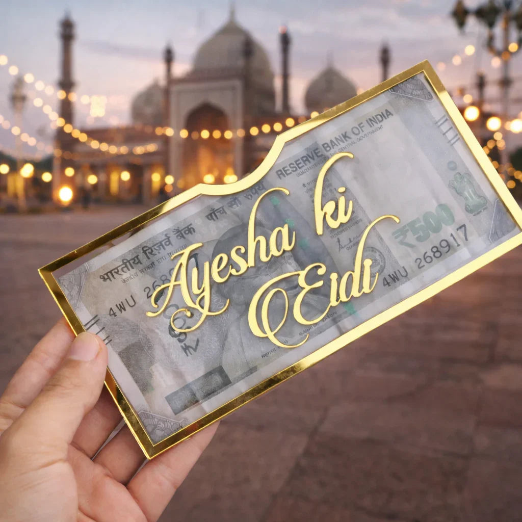 Eid Mubarak money envelope Pakistan - acrylic Eidi gift holder Gift Studio Gujranwala