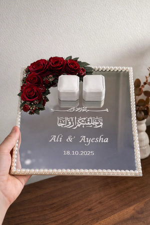 Luxury nikkah ring tray Pakistan - mirror engagement wedding ring tray Gift Studio