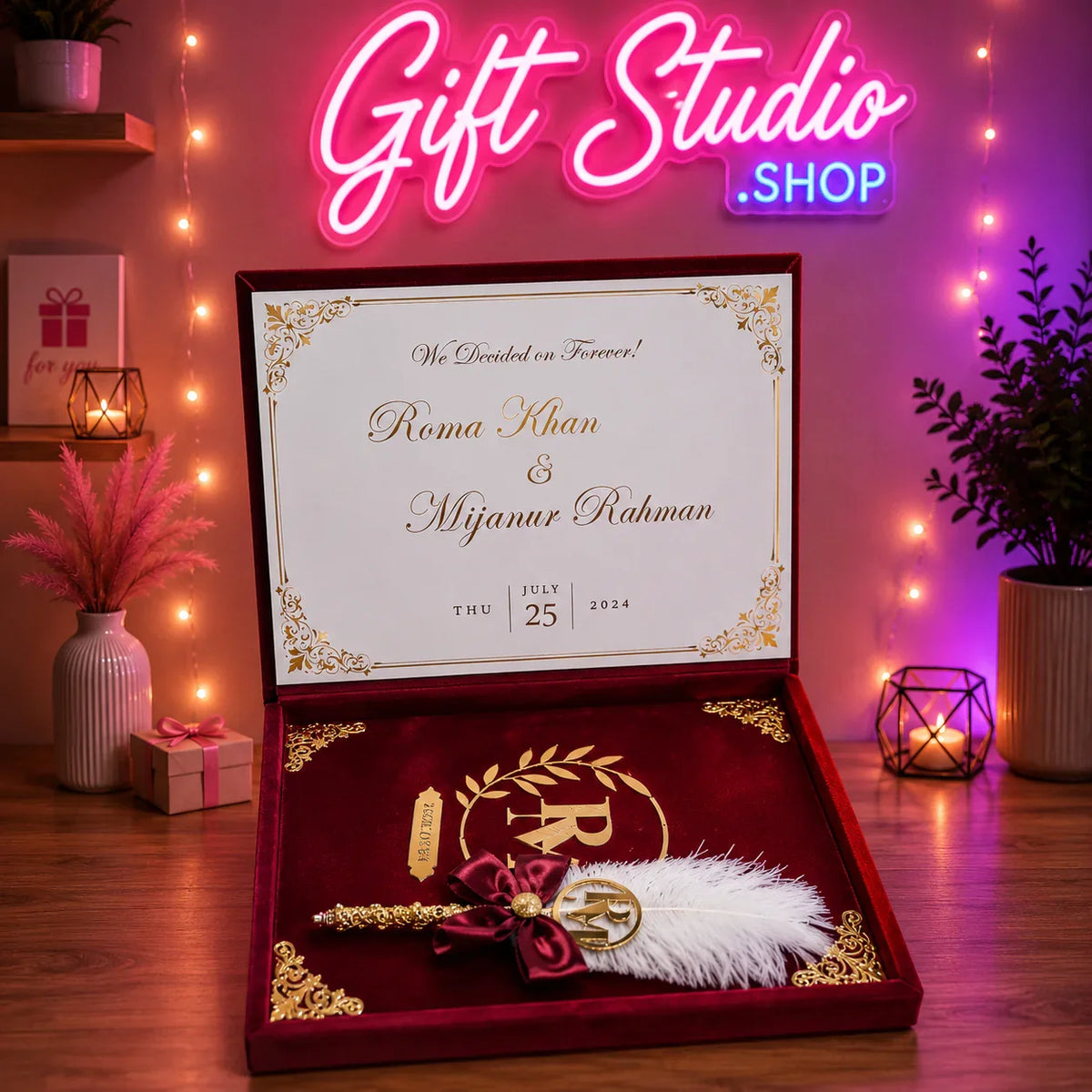 Nikah Booklet with Frame and Box - Personalized Nikkah Book Set Gift Studio Pakistan photo 9