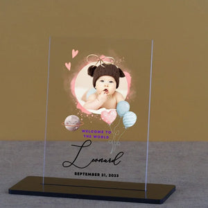 Custom baby photo acrylic plaque Pakistan - personalized newborn gift GiftStudio