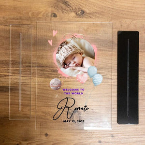 Baby photo acrylic plaque Pakistan - newborn welcome sign personalized gift