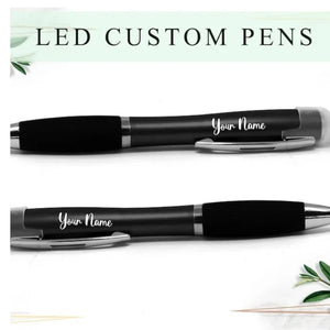 Two LED pens with "Your Name" engraved on them, displayed on a white background.