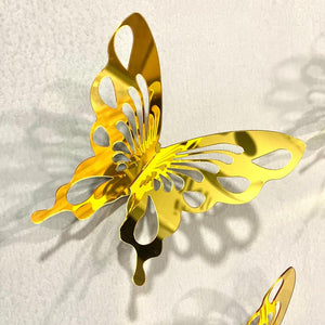 DIY 3D acrylic mirror butterflies wall decor with a reflective finish, displayed on a nursery wall above a crib