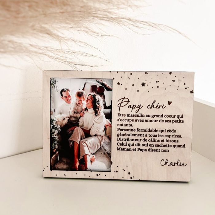 Personalized Wooden Picture Frame for Grandma, or Special Someone – Natural Wood with Design Engraved - My Store