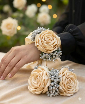Bridal flower gajra set Pakistan - mehndi haldi floral wrist jewelry Gift Studio Gujranwala