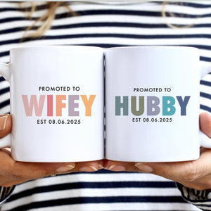 Personalized "Promoted to Wifey & Hubby" Coffee Mug Set - Newlywed & Anniversary Gift - My Store