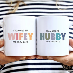 Personalized "Promoted to Wifey & Hubby" Coffee Mug Set - Newlywed & Anniversary Gift - My Store