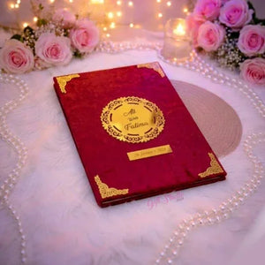 Personalized nikah booklet Pakistan - luxury velvet wedding nikkah accessories Gift Studio