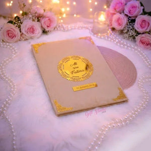 Personalised velvet nikah booklet Pakistan - luxury wedding keepsake with pen Gift Studio