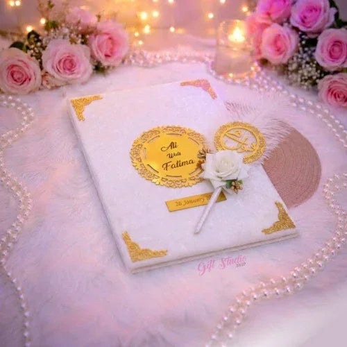 Luxury velvet nikah book Pakistan - customized wedding nikkah accessories giftstudio.shop