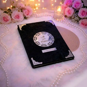 Luxury nikah book set Pakistan - personalized velvet nikkah booklet pen Gift Studio