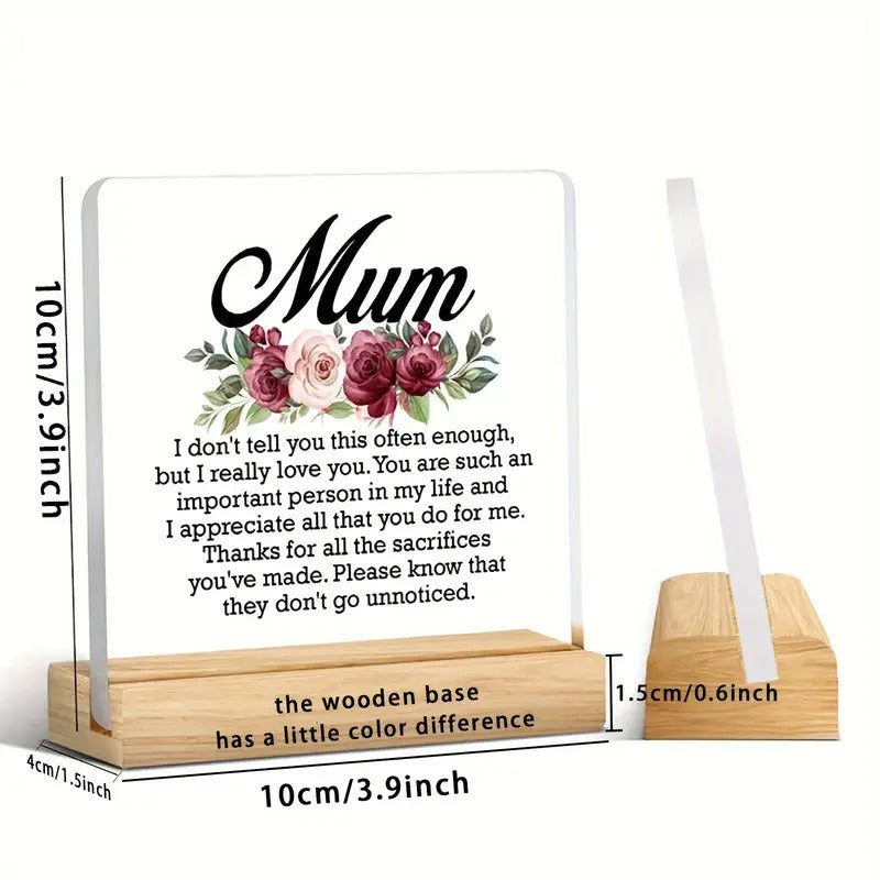 Elegant Acrylic Plaque for Mum – Heartfelt Thank You Gift from Daughter or Son - My Store