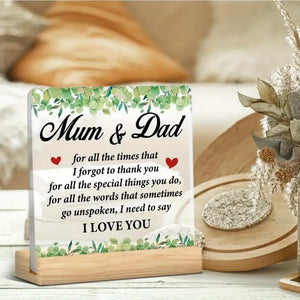 Heartfelt Acrylic Plaque for Mum & Dad – Elegant Thank You Gift for Parents - My Store