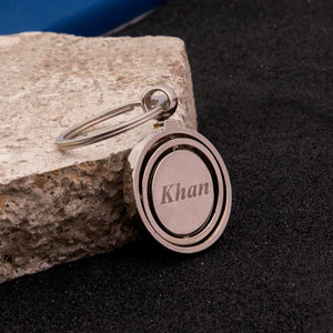 Globe keychain custom name Pakistan - personalized metal car keychain Gift Studio