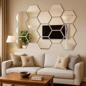 Modern 3D wall decor Pakistan - elegant hexagon mirror wall art Gift Studio