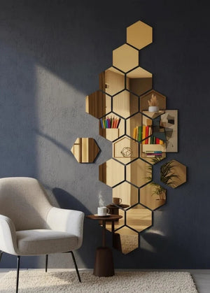3D acrylic wall decor Pakistan - luxury mirror geometric wall art by Gift Studio
