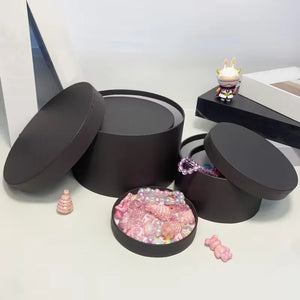 Black round Eid gift box set Pakistan - premium empty packaging Gift Studio
