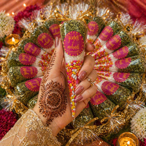 Personalized wedding sonf cones favor Pakistan - mehndi baati pakki giveaway Gift Studio