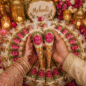Nikkah sonf cones giveaway Pakistan - personalized wedding mehndi favor Gift Studio