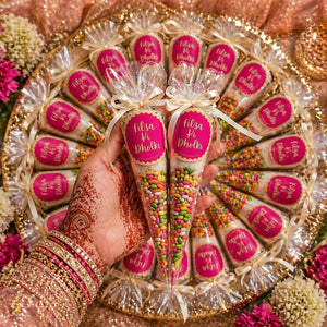 Wedding favor sonf cones Pakistan - custom mehndi baati pakki giveaway giftstudio.shop