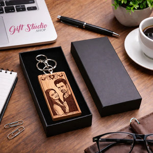 Premium custom wood keychain Pakistan - personalized engraved keychain Gift Studio