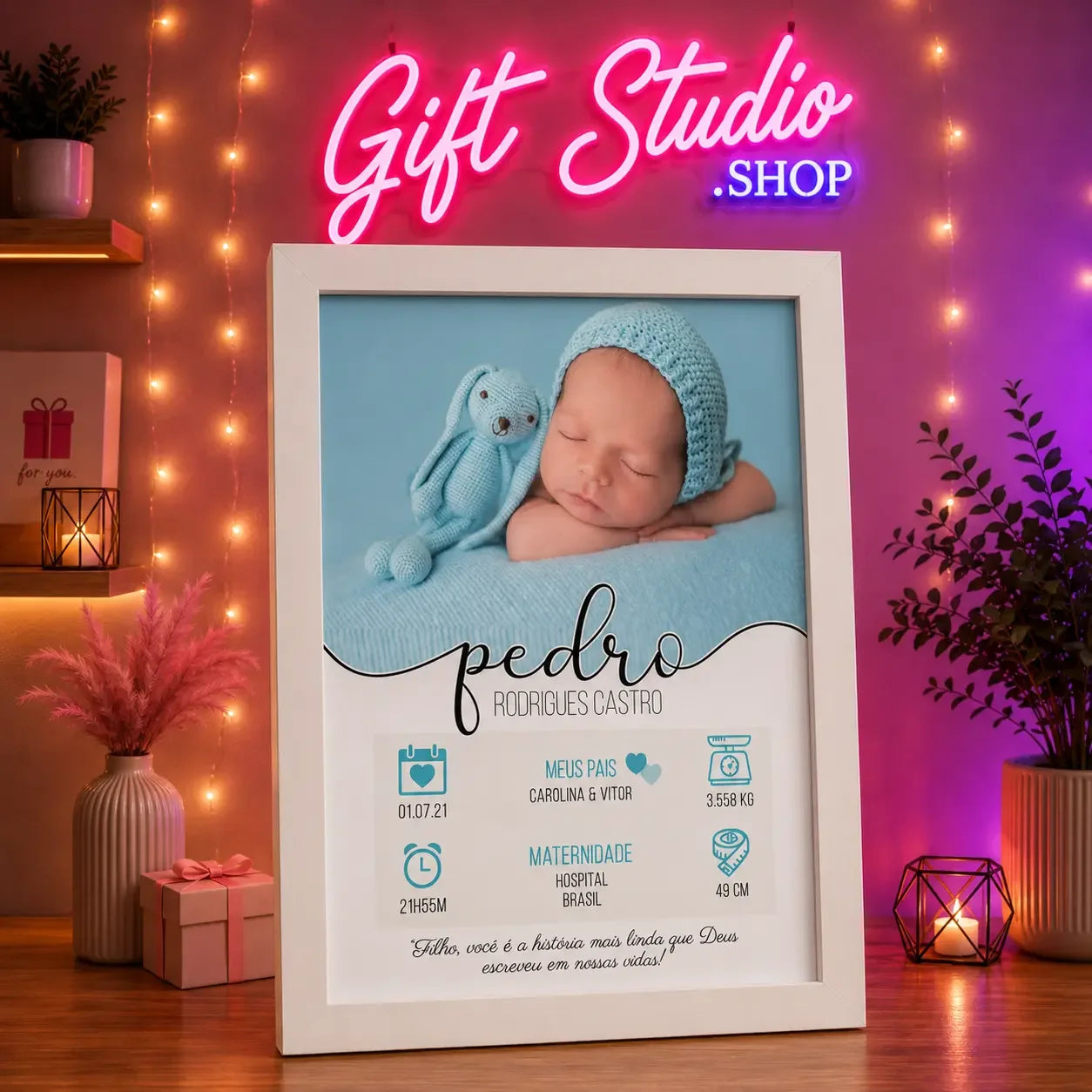 Baby Boy Birth Frame Pakistan Personalized Newborn Gift Frame - Gift Studio Pakistan photo 2