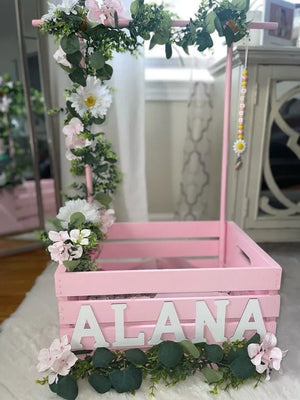 Custom baby carrier basket Pakistan - personalized newborn gift with flowers giftstudio.shop