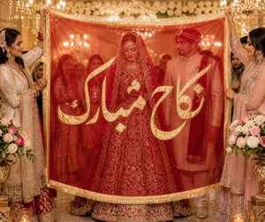 Bridal nikkah dupatta with name Pakistan - white dress red dupatta gift Gift Studio