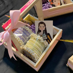 Closeup of Eid Bangles Basket with colorful bangles and decorative elements