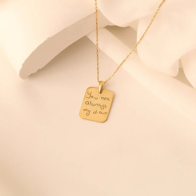 Personalized gold handwriting necklace Pakistan - custom engraved jewelry gift