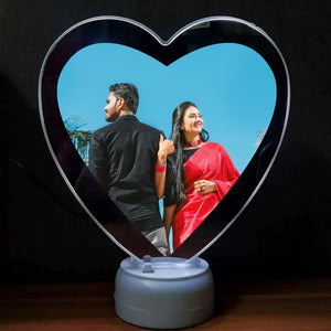Heart shape LED magic mirror photo frame Pakistan - personalized glowing couple gift Gift Studio