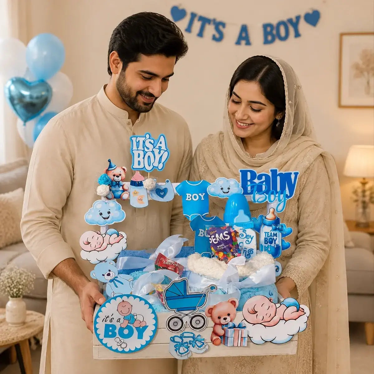 Baby Boy Gift Basket | Newborn Baby Gift Set & Baby Shower Hamper