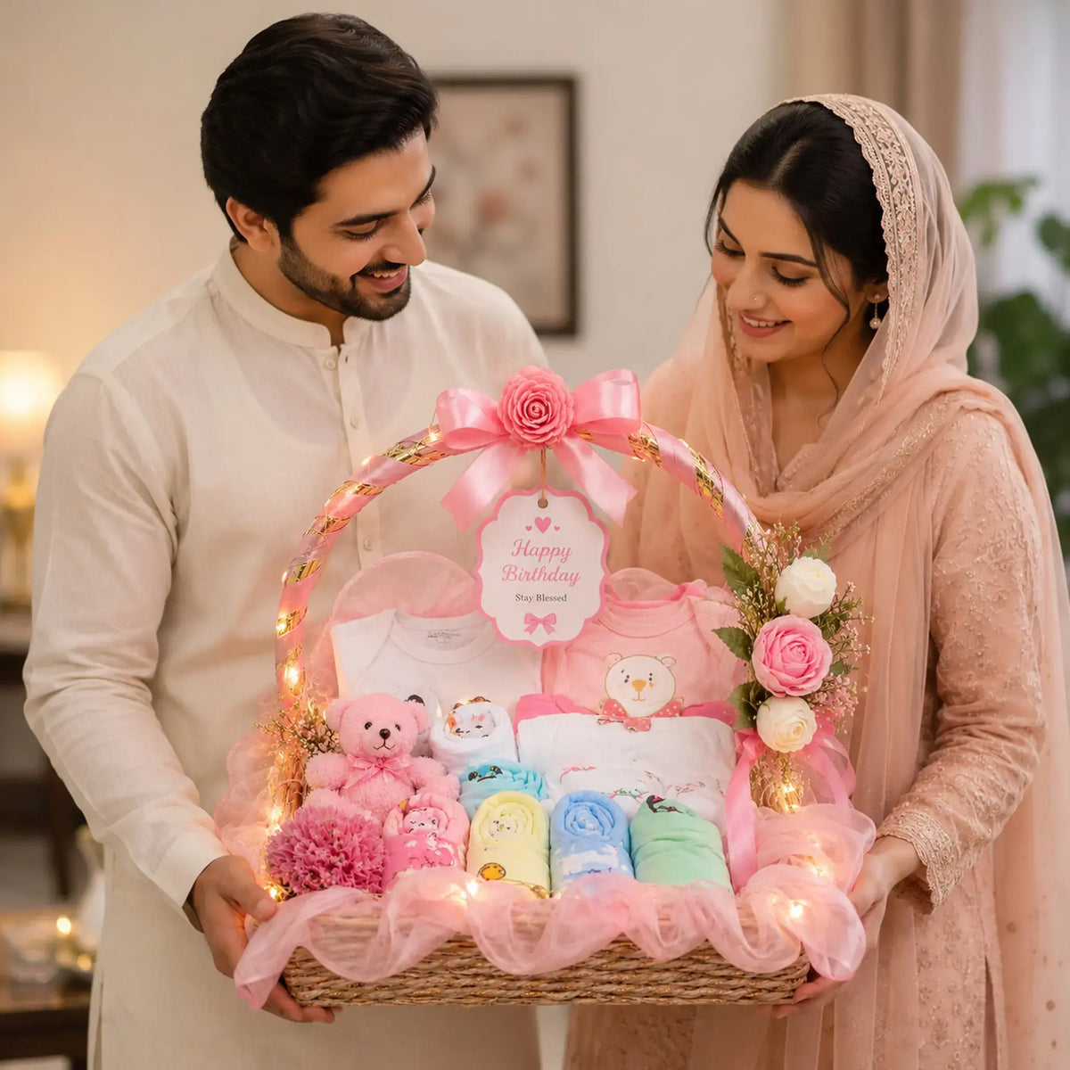 Baby Girl Gift Basket | Newborn Baby Girl Gift Set & Baby Shower Hamper
