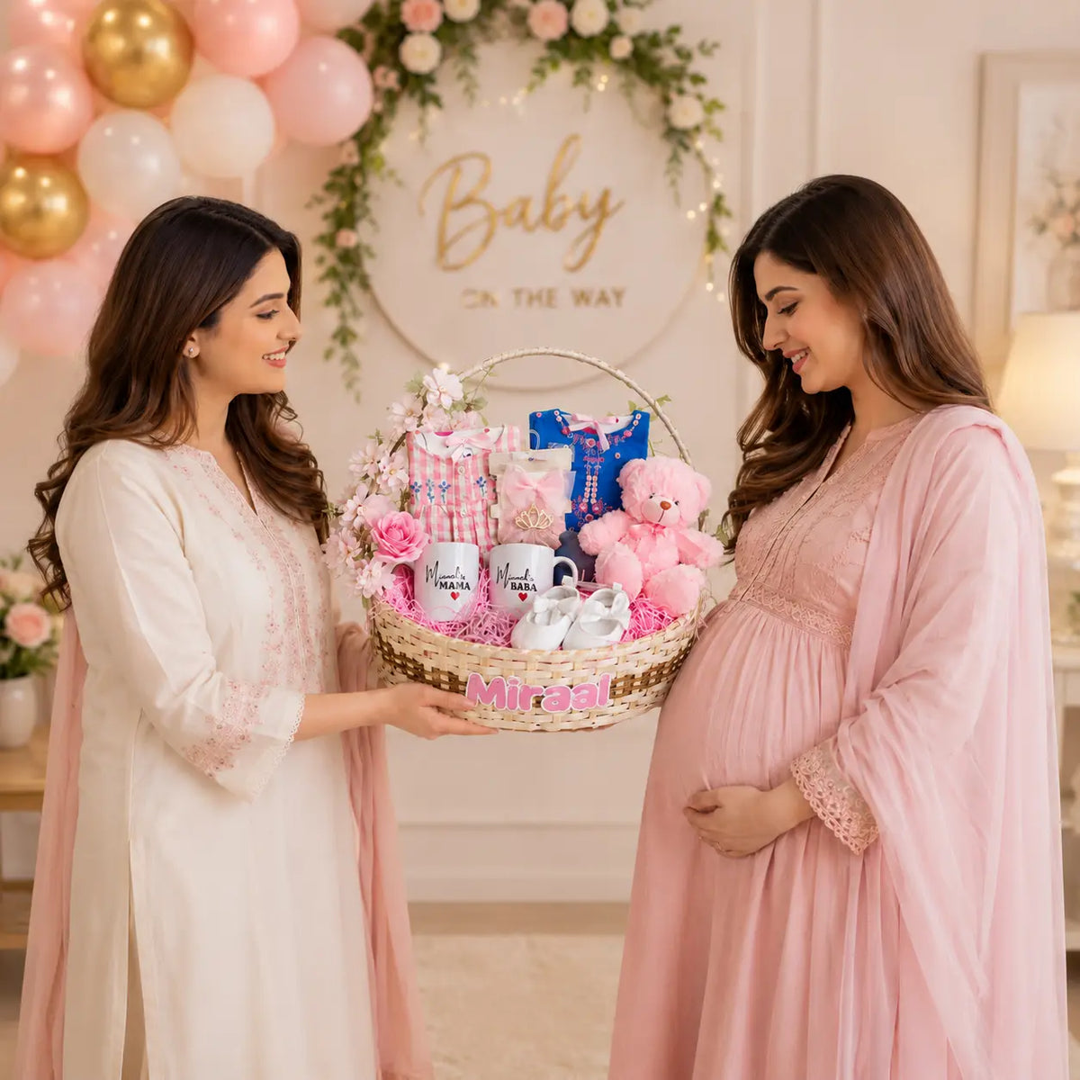 Baby Girl Gift Basket Pakistan | Personalized Baby Shower Crate — Gift Studio