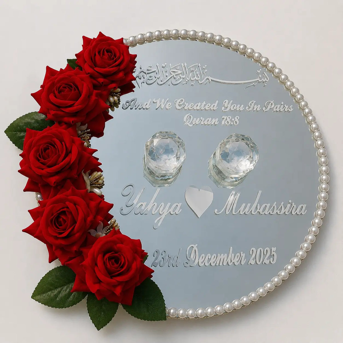 Crystal Ring Tray – Custom Calligraphy Engagement Ring Tray