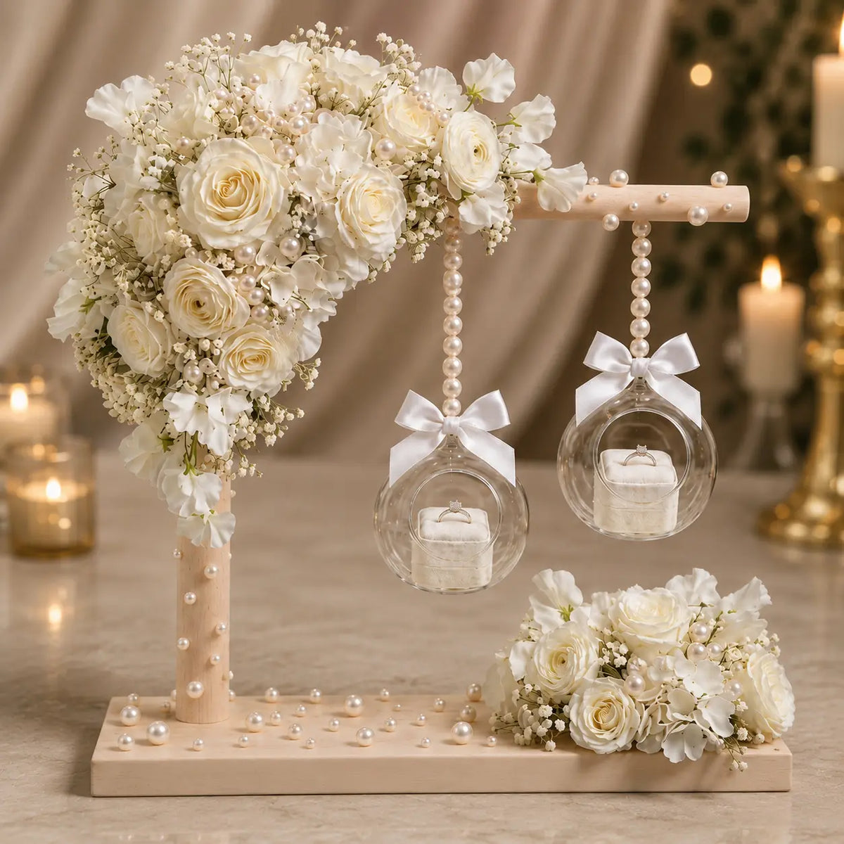 Wooden Ring Tray – Rustic Nikkah Engagement Tray