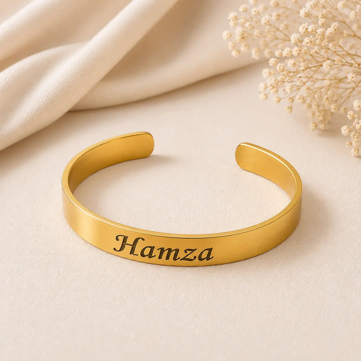 Personalized Name Bracelet | Custom Name Bangle for Men & Women | Engraved Couple Bracelet