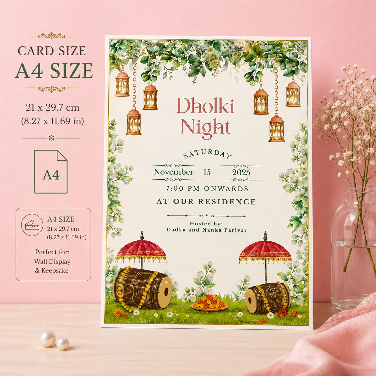 Dholki Invitation Card Pakistan | Colorful Design — Gift Studio