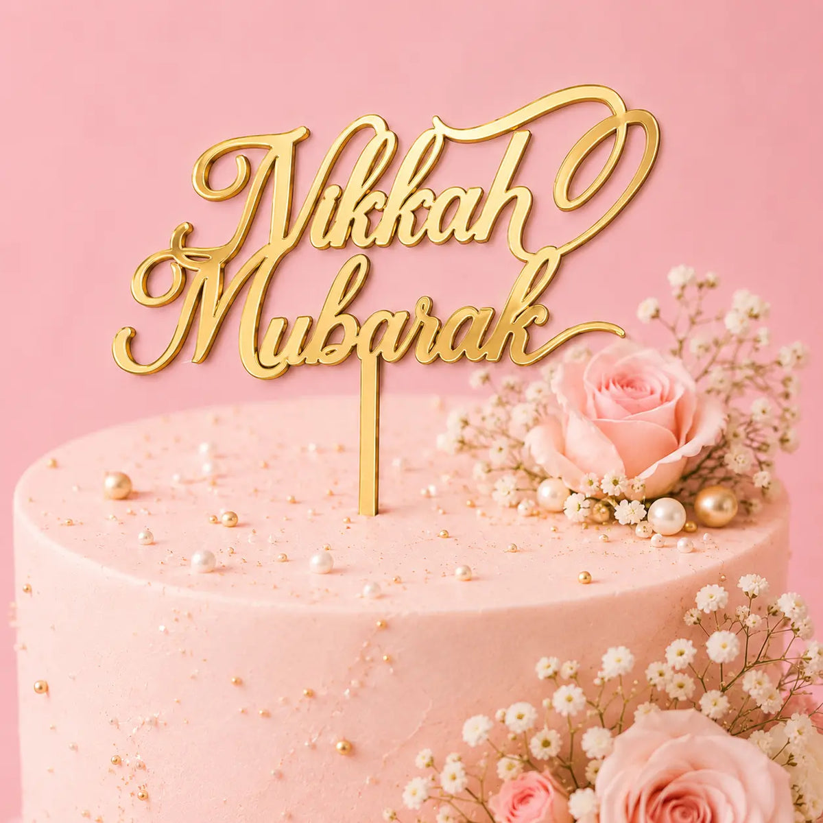 Nikah Cake Topper – Bride & Groom Acrylic Topper