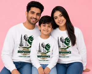 14 August family matching t-shirts Pakistan - customize name all sizes Gift Studio