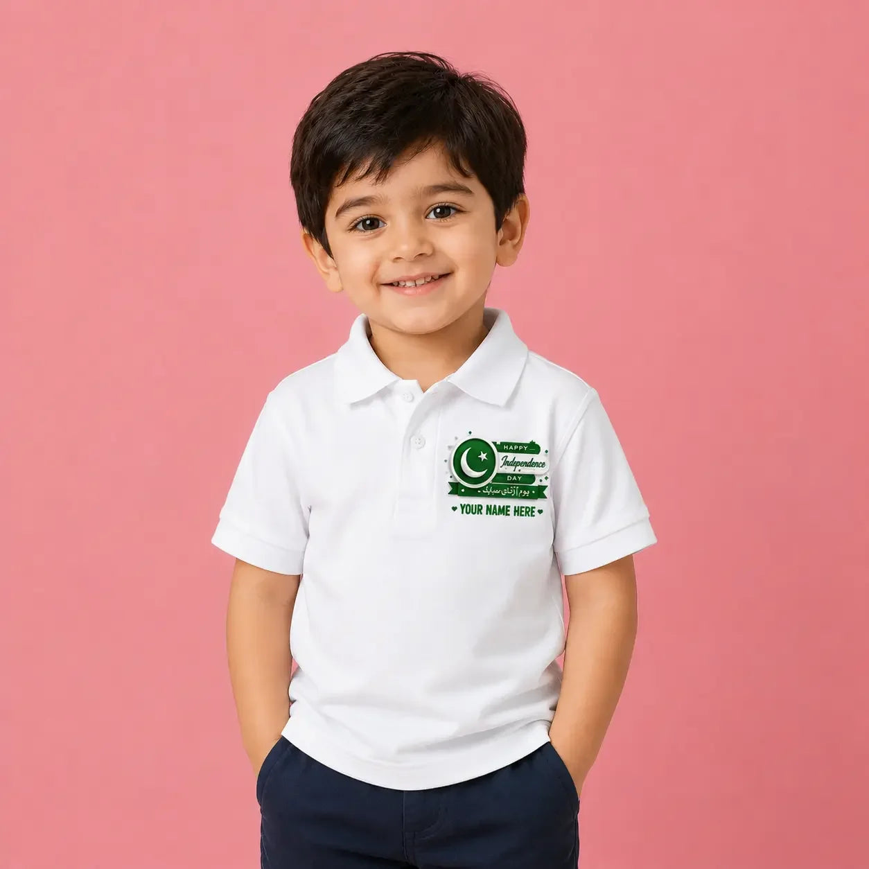 Kids 14 August polo shirt Pakistan - azadi independence day customize giftstudio.shop