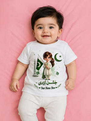 14 August t-shirt for girls Pakistan - azadi dress customize name Gift Studio