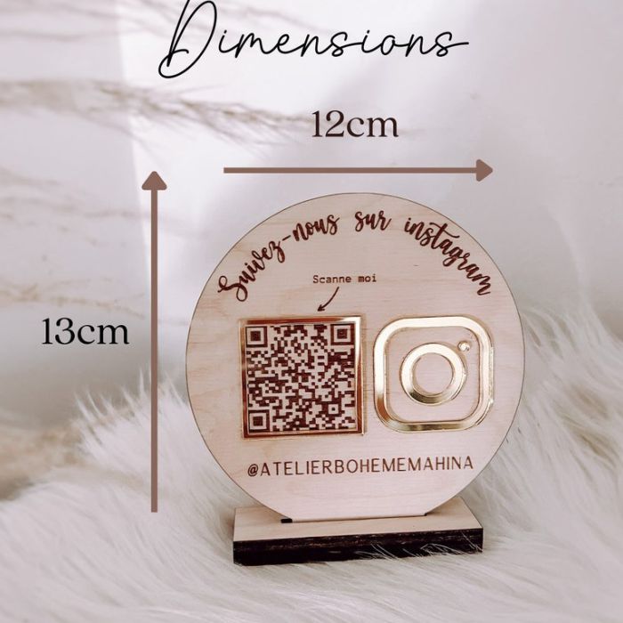 Custom Wooden Social Media QR Code Sign for Businesses