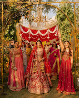 Red nikkah dupatta Pakistan - personalized bridal entry chadar Gift Studio Gujranwala