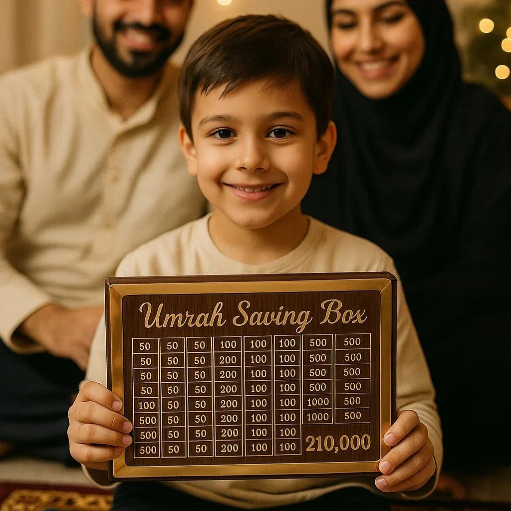 Umrah box Pakistan - wooden Umrah savings money box Gift Studio