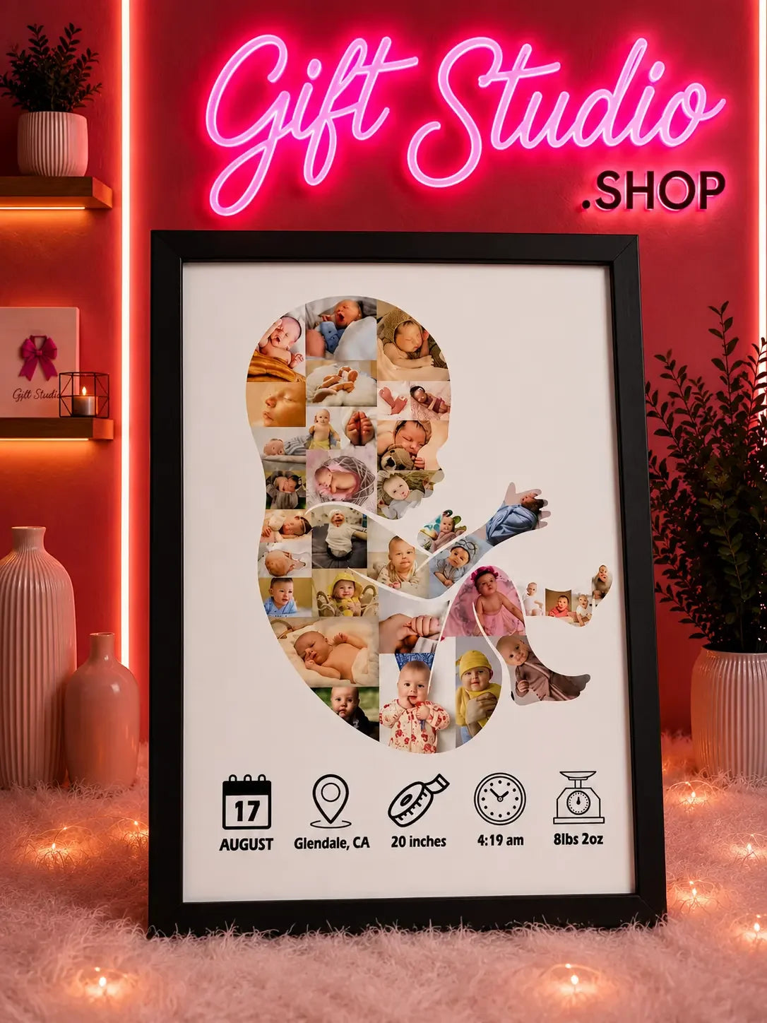 Newborn Baby Photo Frame Pakistan Personalized Baby Birth Gift - Gift Studio Pakistan photo 1