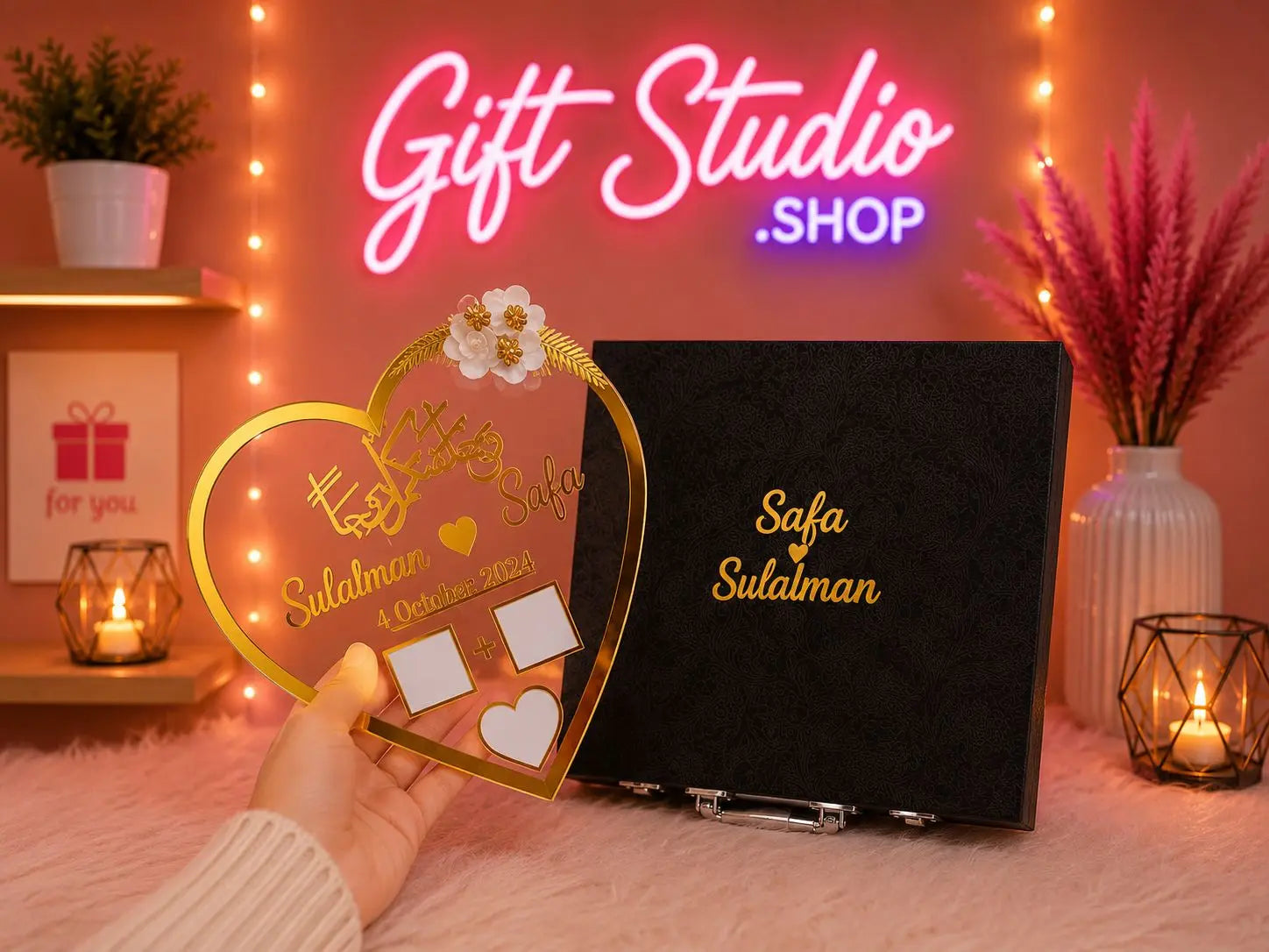 Nikkah Frame Box Set Pakistan Heart Shape and Arch Shape Nikah Frame with Velvet Box - Gift Studio Pakistan photo 2