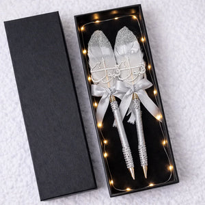 Nikkah pen with Qabool Hai text, elegant Islamic wedding signing pen decorated with premium ribbons, pearls and customized design for Nikah ceremony.