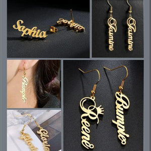 Custom name earrings Pakistan - personalized gold jewelry gift Gift Studio